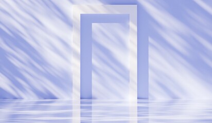 Wooden shadow scene, square frame background, colorful, showroom, 3D illustration