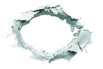 Interior Water Damage Hole in Wall Isolated on Transparent Background