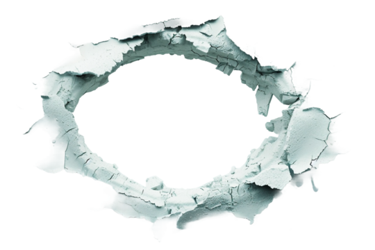 Interior Water Damage Hole in Wall Isolated on Transparent Background