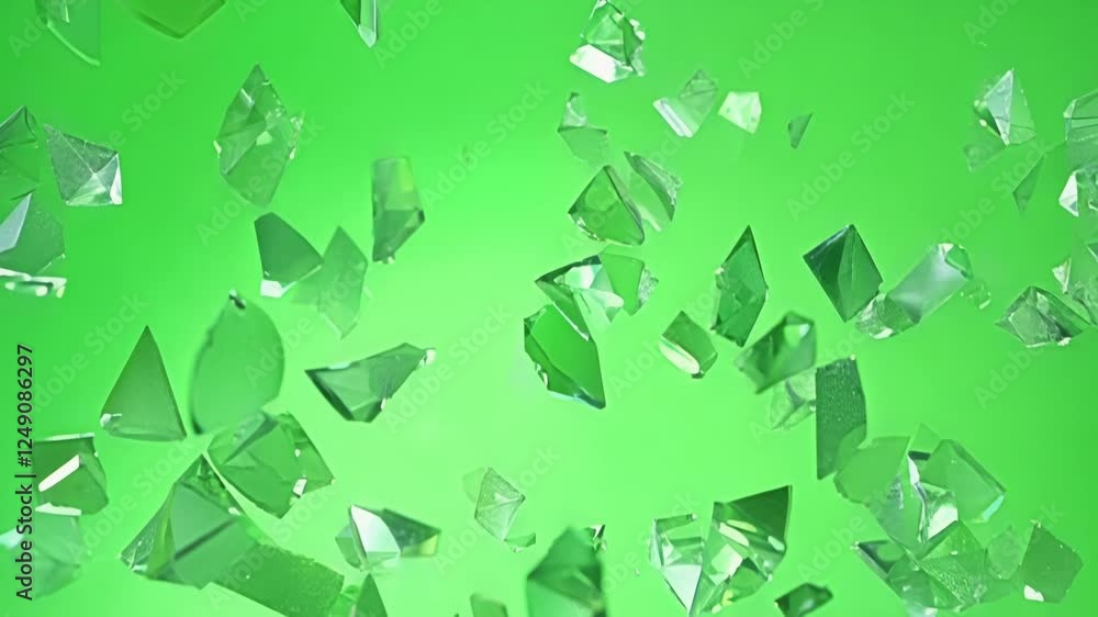 Aufkleber tiny glass fragments tered randomly creating a mesmerizing pattern on the green surface. green scree