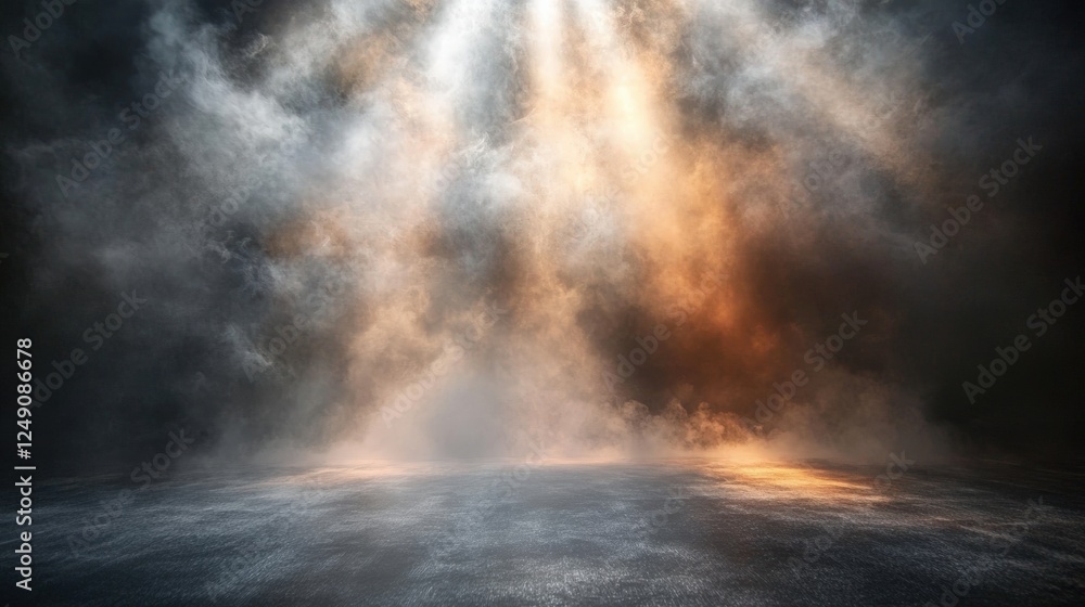 Aufkleber dramatic dark background with shining spotlight casting soft light on ground creating an atmospheric