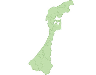 石川県　地図　黄緑　イラスト