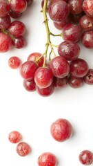 Fresh red grape with water droplets on a clean white background, healthy, vibrant, photography