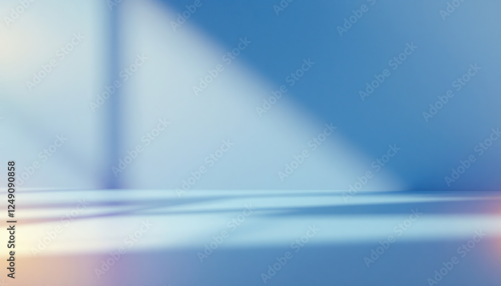 Poster abstract blue background with light rays and soft shadows