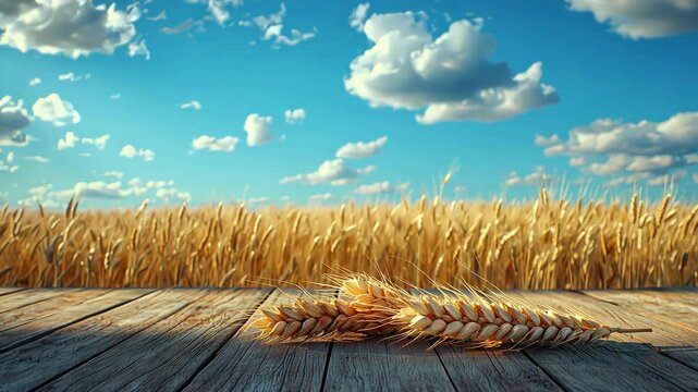 Close-up of barley against distant snow capped mountains.