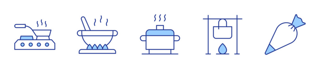 pot, cooking, cooking pot, pastry bag. Cooking Icon vector illustration. Line Duotone style. Editable stroke