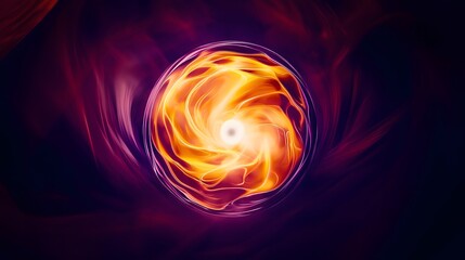 Abstract Energy Vortex with Glowing Orange Spiral Pattern Dynamic Power Technology Scientific Research Laboratory Experimental Plasma Fusion Effect