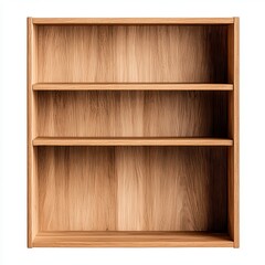 Minimalist Wood Shelf with Three Open Storage Compartments