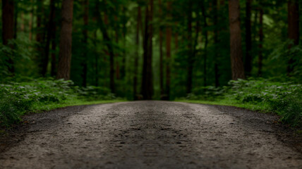 Obraz premium serene forest path surrounded by lush greenery, inviting exploration and tranquility. earthy tones and soft light create peaceful atmosphere, perfect for nature lovers