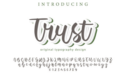 Trust Font Stylish brush painted an uppercase vector letters, alphabet, typeface