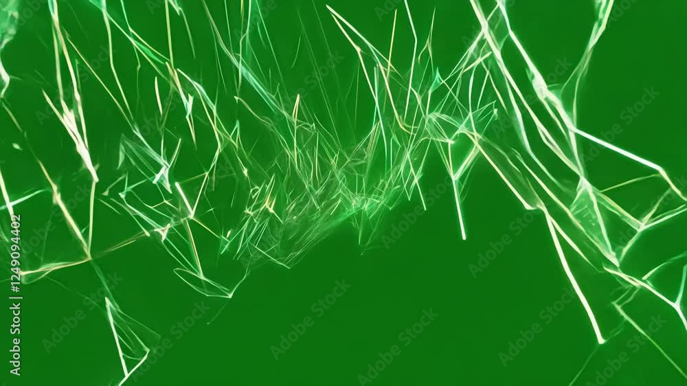 Poster jagged lines of light extending in various directions creating a sense of movement. green screen chr