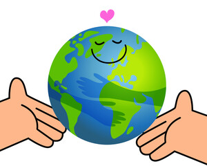 World kindness day. Random acts of kindness day emblem. Caring, responsibility, altruism of people. PLANET EARTH with text. Vector illustration. Global earth. Ecology theme. 