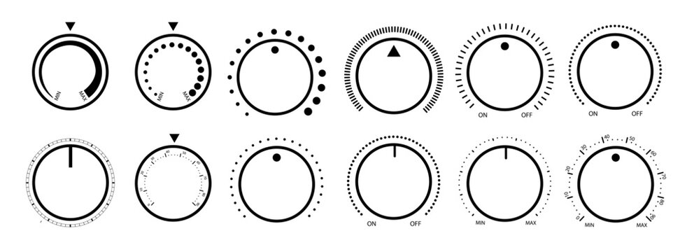 Round scale and controller volume level knob with