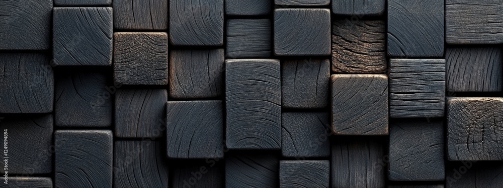 Poster abstract pattern of dark gray wooden cubes arranged in harmonious design creating a unique visual ae