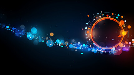 Glowing circles, abstract background, night, energy