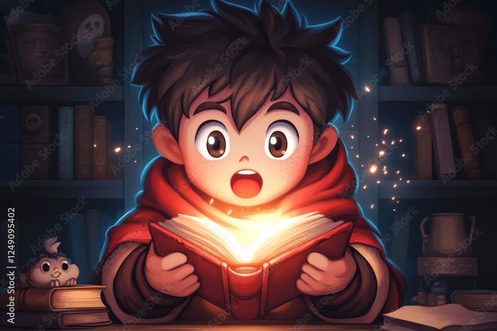 Leinwandbilder A 8-bit pixel art of a character selecting a quest topic from a glowing menu in a retro RPG game