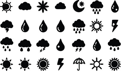 set of black and white icons