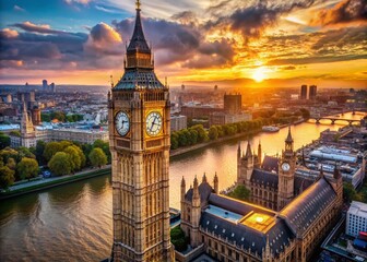 Majestic London Clock Tower: Vertical Drone Shot of Big Ben