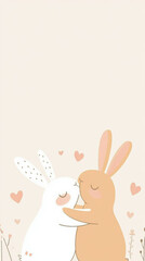 Obraz premium Cute bunny couple with hearts, perfect for St Valentines Day and Easter background