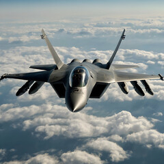 "A fighter jet aircraft is depicted in high detail, isolated on a transparent background. The jet features sleek, aerodynamic lines, sharp angles, and distinctive elements like its wings, cockpit.