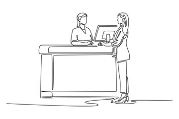 Hospital activity concept. Single line draw design vector graphic illustration.	