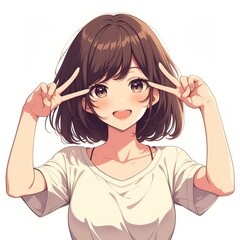 Obraz premium アニメ調の美少女の切り抜き用素材