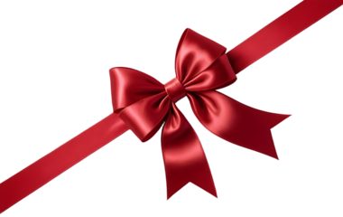 A red ribbon bow  isolated on white and transparent background.