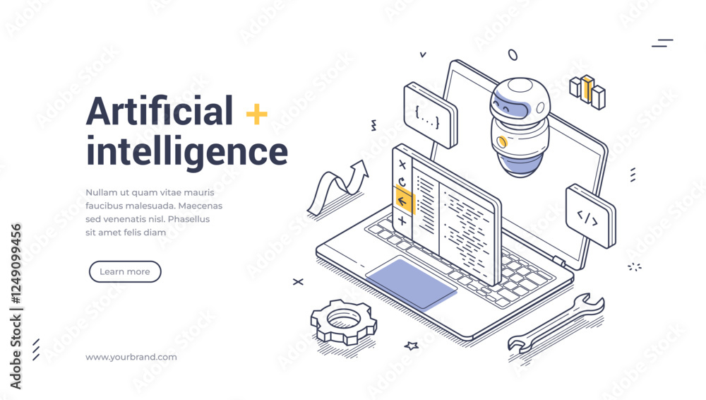 Aufkleber artificial intelligence powered code generation. surrounding elements enhance the digital theme, inn