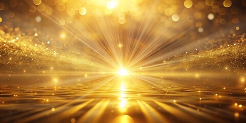 Stunning Golden Sunrise Over Calm Water with Sparkling Lights