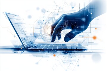 Naklejka premium A geometric line-art drawing of a laptop keyboard and trackpad