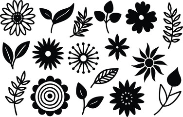 Fototapeta premium set of black and white flowers
