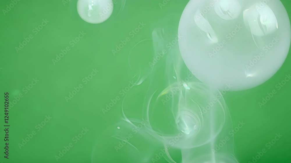 Aufkleber dreamlike orbs of vapor merging and separating creating a dance of light and shadow against the gree