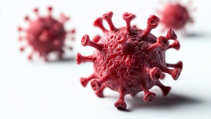 Microscopic virus particles on white background, medical illustration