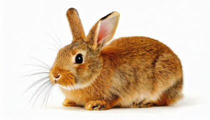 Obraz premium Cute brown rabbit sitting calmly on a white background in a studio setting on white background