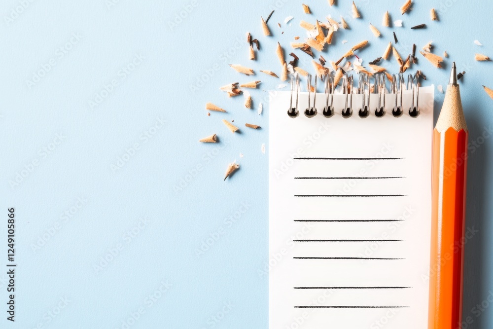 Aufkleber a flat, modern design of a checklist with a highlighted topic at the top, symbolizing organization