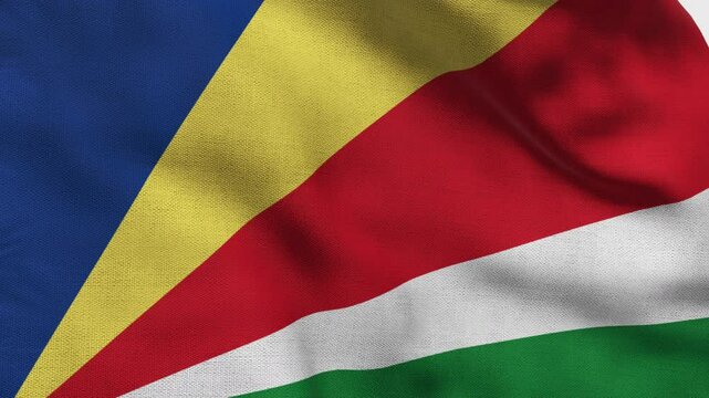 High detailed flag of Seychelles. National Seychelles flag. Africa. 3D Render.