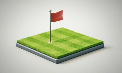 Isometric golf green with flag, game, course, sport, recreation, competition, leisure, hobby, background