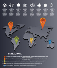 World Map Infographic: Key Global Statistics and Visual Data Representation