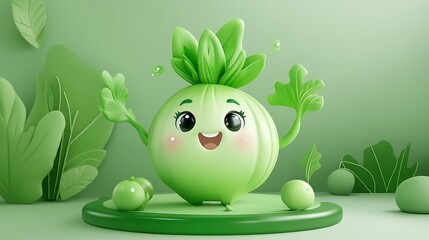 Cheerful 3D Render of a Happy Radish in a Lush Green Garden AI Generated