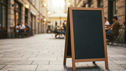 Blank Chalkboard Sign on a City Street