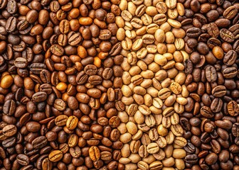 Fototapeta premium Minimalist Beige & Brown Coffee Beans and Grains: Organic Texture Stock Photo