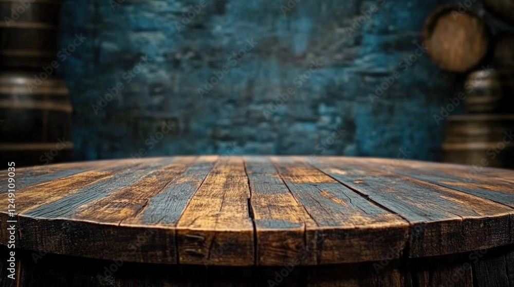 Poster empty old wooden table or counter in a rustic background with textured surface and dim lighting idea