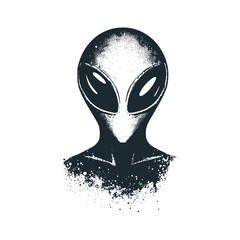 Alien. Black white vector illustration.