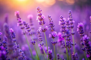 Fototapeta premium Minimalist Close-Up of Lavender Flowers: Purple Floral Beauty