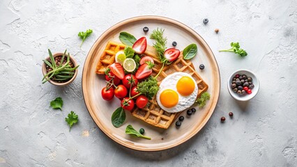 Minimalist Flatlay Food Photography: Delicious Brunch Plate for Social Media
