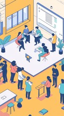 Creative Sparks: Energetic Startup Team Brainstorming Around Whiteboard