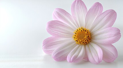 Fototapeta premium Delicate Pink Flower Close-up on White Background