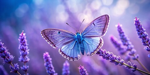 Naklejka premium Minimalist Purple Butterfly on Lavender Background - Stock Photo