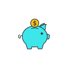 Piggy Bank icon symbol vector illustration isolated on white background