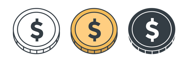 Coin icon symbol vector illustration isolated on white background